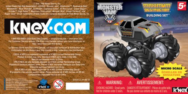 Monster Jam Max D 57031 K'NEX manual