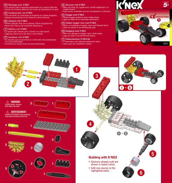 4x Dragsters Red 10321 K'NEX manual